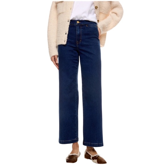 Madewell Denim - Madewell Women's Emmett Wide Leg Jeans Front Well Pockets High Rise Seam Leg 26